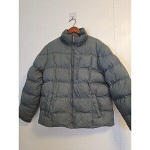 Lands End Puffer Coat Mens L Down Full Zip Green Winter Warm Outdoor